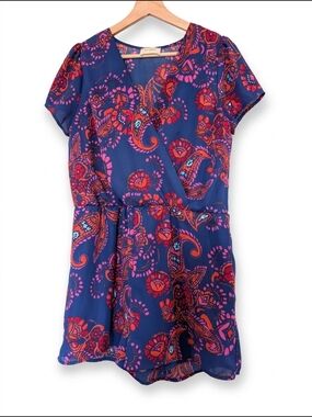 Everly Navy Paisley Floral V-Neck Romper